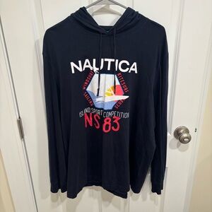 Nautica Island Sport Competition Sailing Navy Blue Lightweight Pullover Hoodie